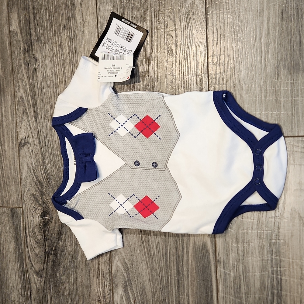 NWT Dapper DUDE Boys sz 3-6 M Onesie Super cute